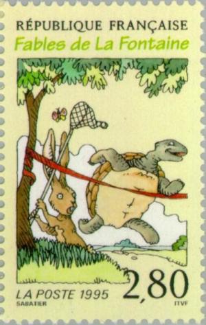 Colnect-146-349-La-Fontaine-Fables-The-Tortoise-and-the-Hare.jpg