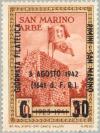 Colnect-168-028-Flags-of-San-Marino-and-Italy-on-Arbe-tower---overprinted.jpg