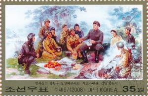 Colnect-3213-606-Kim-Il-Sung-at-a-meal-in-the-field.jpg