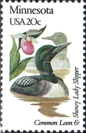 Colnect-4136-375-Minnesota---Common-Loon-Showy-Lady-Slipper.jpg