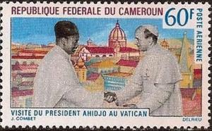 Colnect-2154-561-Pres-Ahidjo-Pope-Paul-VI---view-of-Rome.jpg