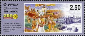 Colnect-551-485-Tapassu-and-Bhalluka-arriving-in-Sri-Lanka-with-the-relics-.jpg