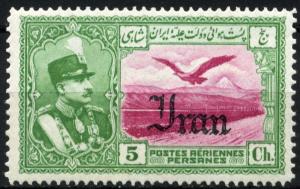 Colnect-1784-648-Rez%C4%81-Sh%C4%81h-Pahlavi-eagle-in-front-of-Alborz-mountains.jpg