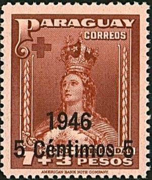 Colnect-1920-201-Our-Lady-of-Asuncion-with-overprint--quot-1946-quot--and-new-value.jpg